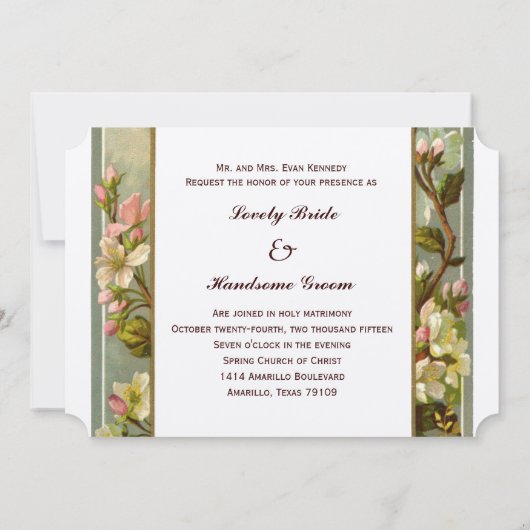 ヴィンテージユリの十字のクリスチャンの結婚式招待状 招待状 (裏面)