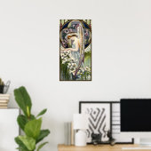 ヴィンテージユリの花とエンジェルビクトリアンー ポスター (ホームオフィス)