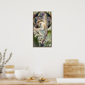 ヴィンテージユリの花とエンジェルビクトリアンー ポスター (キッチン)