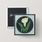 ヴィンテージユリの花 缶バッジ (正面&裏面)