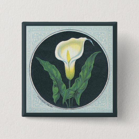ヴィンテージユリの花 缶バッジ (正面)