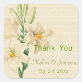 ヴィンテージユリ花結婚式の引き出物感謝していユー スクエアシール