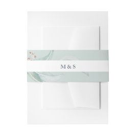 ヴィンテージユーカリ葉スウォーターカラーアート 招待状ベリーバンド