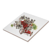 ヴィンテージユーモアかわいいダルマチアンパピードッグス消防車 タイル (側面)