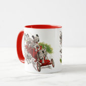 ヴィンテージユーモアかわいいダルマチアンパピードッグス消防車 マグカップ (正面左)