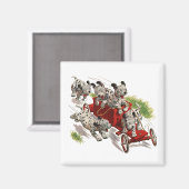 ヴィンテージユーモアかわいいダルマチアンパピードッグス消防車 マグネット (正面/裏面)