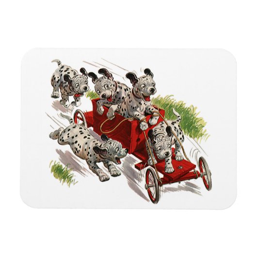 ヴィンテージユーモアかわいいダルマチアンパピードッグス消防車 マグネット (横)