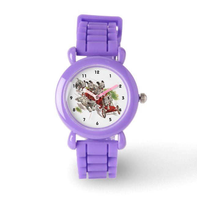 ヴィンテージユーモアかわいいダルマチアンパピードッグス消防車 腕時計 (正面)