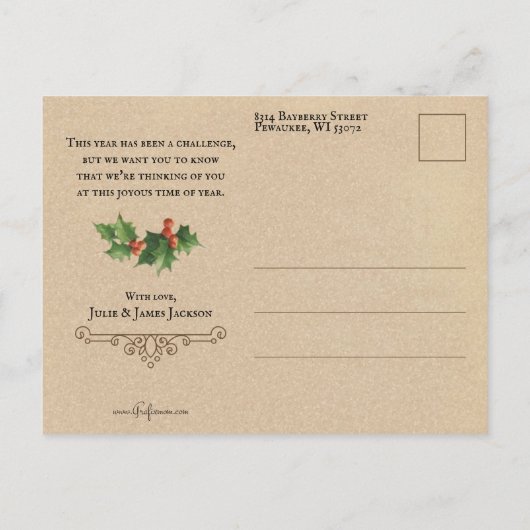 ヴィンテージユーモアのあるサンタイン顔マスク ポストカード (裏面)