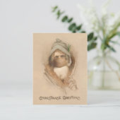 ヴィンテージユーモアのあるサンタイン顔マスク ポストカード (スタンド正面)