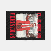 ヴィンテージユーモアのあるトランプ私はChriの家に行く フリースブランケット (正面(横))