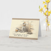 ヴィンテージユーモアのある病気の猫のグリーティングカード カード (黄色い花)