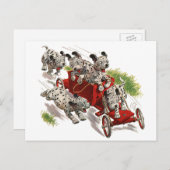 ヴィンテージユーモアカワイトダルマティアンの子犬消防車 ポストカード (正面/裏面)