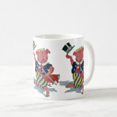 ヴィンテージユーモア、かわいい幸せな踊り豚のダンス コーヒーマグカップ (正面右)