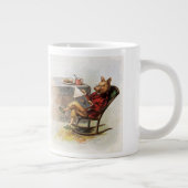 ヴィンテージユーモア、ロッキングチェア読の豚の本 ジャンボコーヒーマグカップ (右)