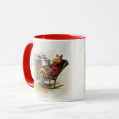 ヴィンテージユーモア、ロッキングチェア読の豚の本 マグカップ (正面左)