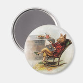 ヴィンテージユーモア、ロッキングチ読ェアの豚の本 マグネット (正面/裏面)