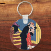 ヴィンテージユーモア、愛とロマンス、深夜キス キーホルダー (正面)