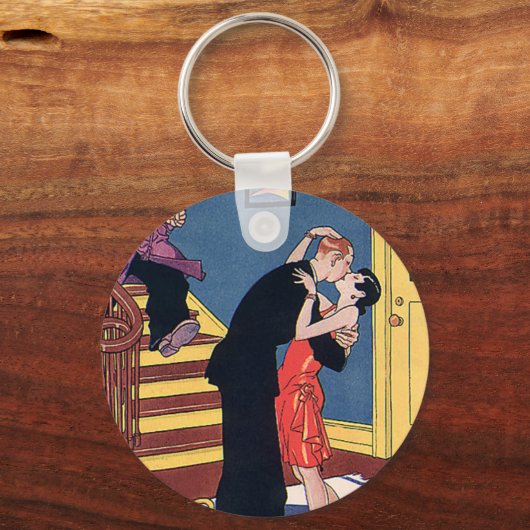 ヴィンテージユーモア、愛とロマンス、深夜キス キーホルダー (正面)