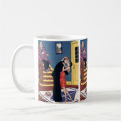 ヴィンテージユーモア、愛とロマンス、深夜キス コーヒーマグカップ (左)