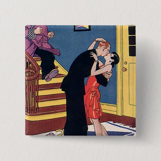 ヴィンテージユーモア、愛とロマンス、深夜キス 缶バッジ (正面)