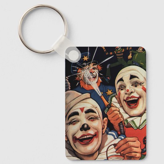 ヴィンテージユーモア、笑いサーカスピエロと警察 キーホルダー (正面)