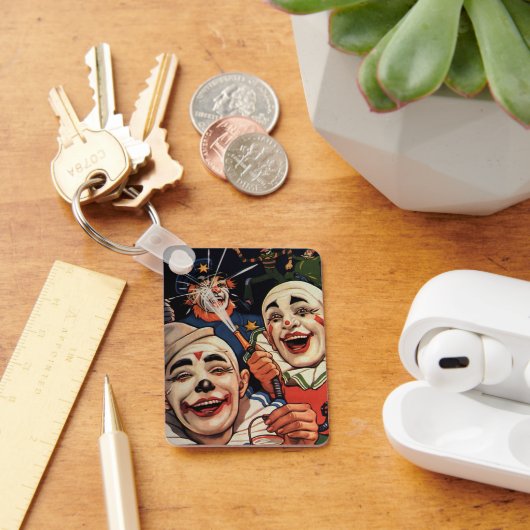 ヴィンテージユーモア、笑いサーカスピエロと警察 キーホルダー (デスク)