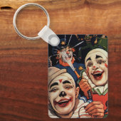 ヴィンテージユーモア、笑いサーカスピエロと警察 キーホルダー (正面)