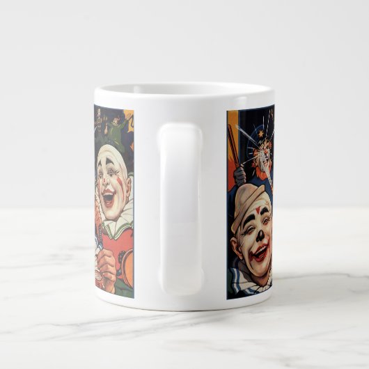 ヴィンテージユーモア、笑いサーカスピエロと警察 ジャンボコーヒーマグカップ (裏面)