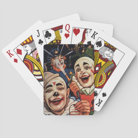 ヴィンテージユーモア、笑いサーカスピエロと警察 トランプ (裏面)