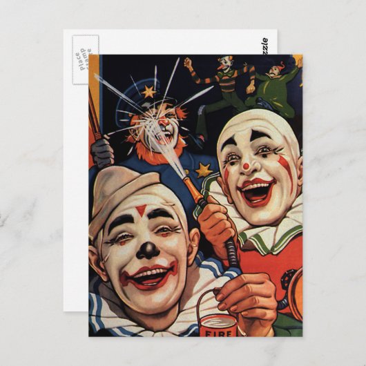 ヴィンテージユーモア、笑いサーカスピエロと警察 ポストカード (正面/裏面)