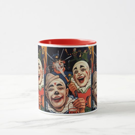 ヴィンテージユーモア、笑いサーカスピエロと警察 マグカップ (中央)