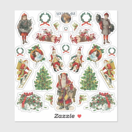 ヴィンテージユール(キリスト降誕祭)のクリスマス用ステッカーシート シール (シート)