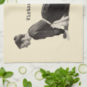 ヴィンテージヨガウーマンアップドッグアンティーク キッチンタオル (折り畳み)