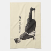 ヴィンテージヨガウーマンアップドッグアンティーク キッチンタオル (縦)