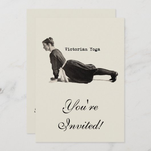 ヴィンテージヨガウーマンアップドッグアンティーク 招待状 (正面/裏面)
