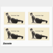 ヴィンテージヨガウーマンアップドッグアンティーク 長方形シール (シート)