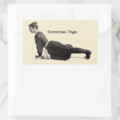 ヴィンテージヨガウーマンアップドッグアンティーク 長方形シール (バッグ)