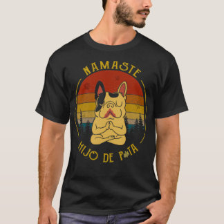 ヴィンテージヨガナマステヒジョデプタヒッパイブルドッグL Tシャツ