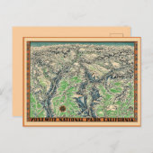 ヴィンテージヨセミテの地図 ポストカード (正面/裏面)