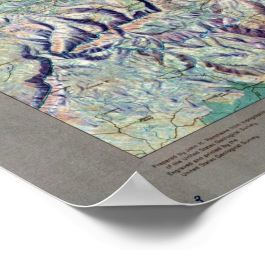 ヴィンテージヨセミテ国立公園レリーフ、 浮き彫りの地図 ポスター (角)