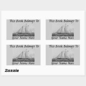 ヴィンテージヨットアメリカブックネームプレート 長方形シール (シート)