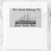 ヴィンテージヨットアメリカブックネームプレート 長方形シール (バッグ)