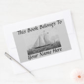 ヴィンテージヨットアメリカブックネームプレート 長方形シール (封筒)