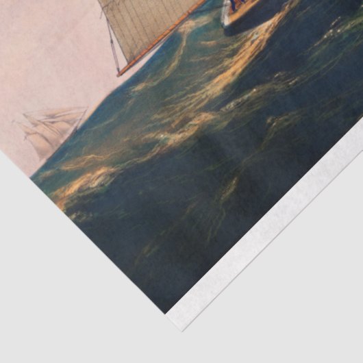 ヴィンテージヨット航海のボート船のデコページ 薄葉紙 (詳細)