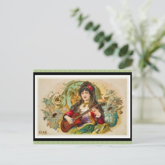 ヴィンテージヨンジプシー女遊のギター ポストカード (スタンド正面)