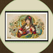 ヴィンテージヨンジプシー女遊のギター ポストカード