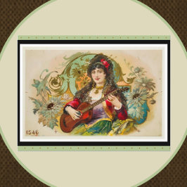 ヴィンテージヨンジプシー女遊のギター ポストカード