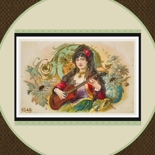 ヴィンテージヨンジプシー女遊のギター ポストカード
