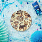 ヴィンテージヨークシャーテリアシームレス ペーパープレート (パーティー)